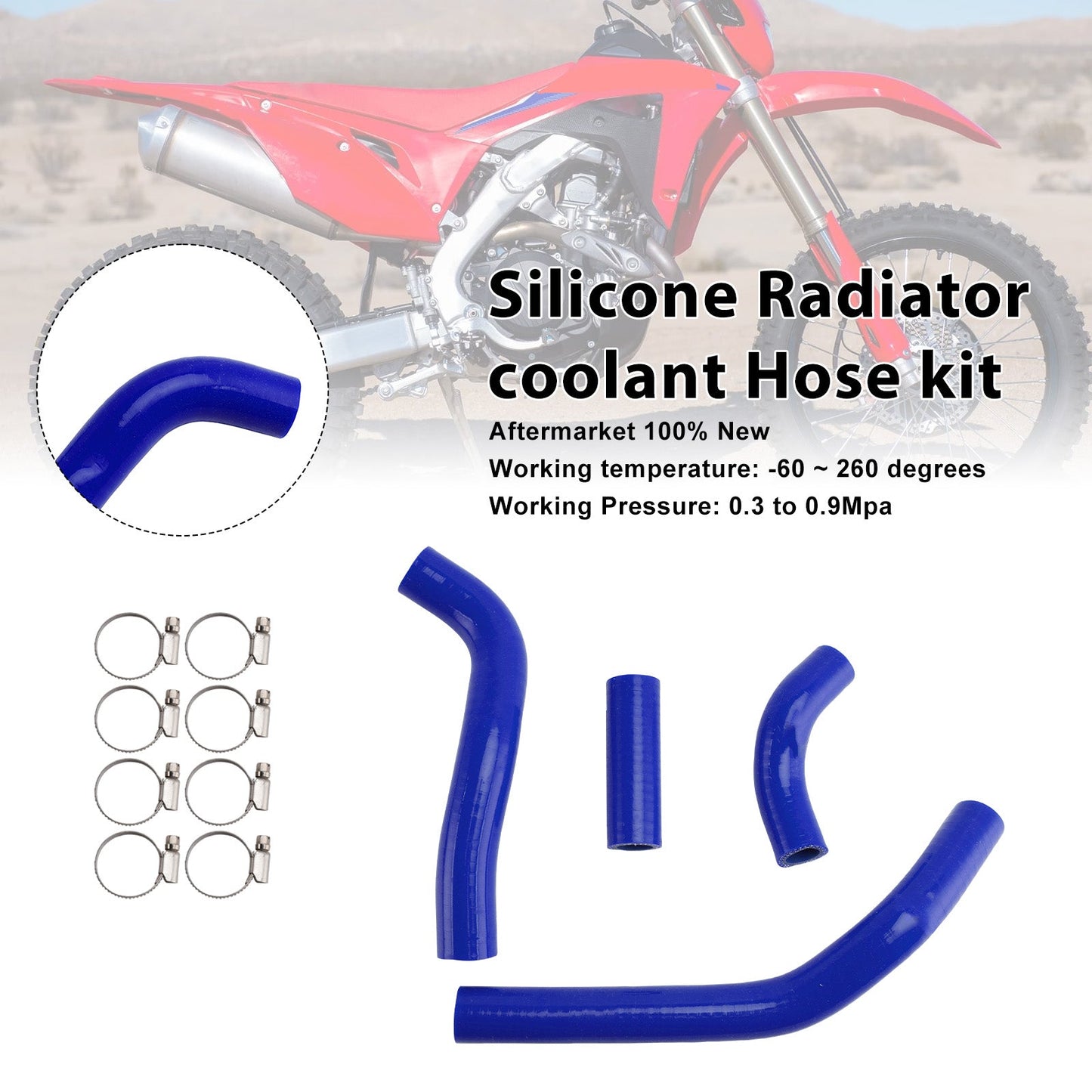 Kit di tubi flessibili in silicone per il liquido di raffreddamento del radiatore, compatibile con Honda CRF450R RX RWE 21-25