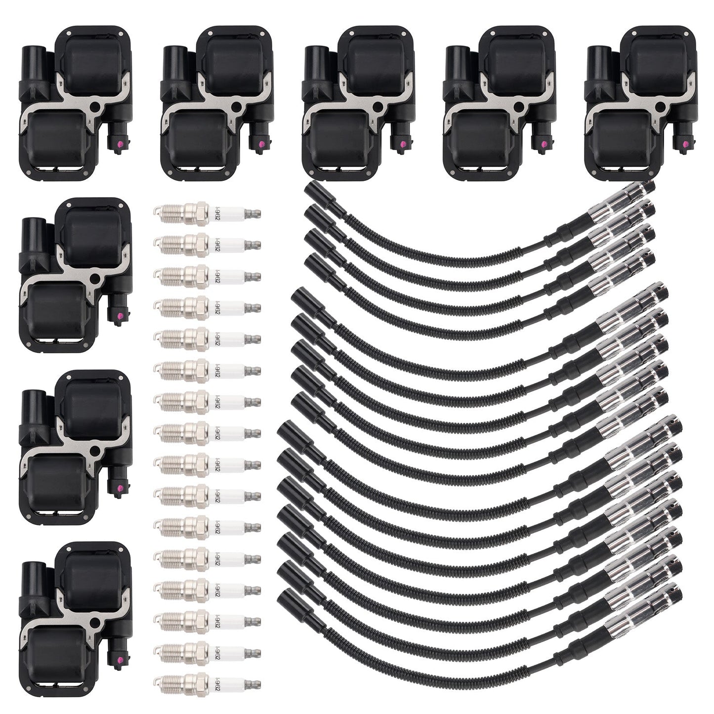Bobina di accensione Chrysler Crossfire 8x 2004-2008 + 16 candele + 16 set di cavi UF359 0001587303