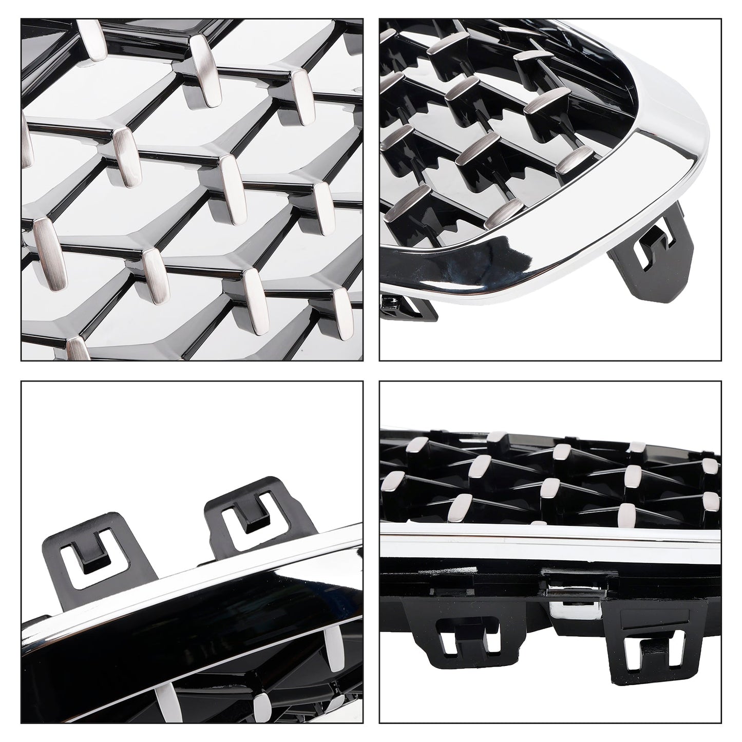 Griglia anteriore a doppio rene per BMW Serie 1 F40 19-23 stile diamante argento