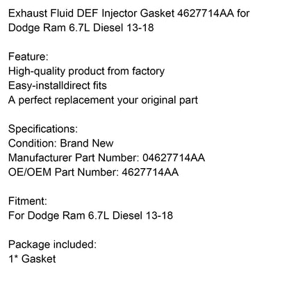 Guarnizione iniettore DEF fluido di scarico diesel Dodge Ram 6.7L 2013-2018 4627714AA