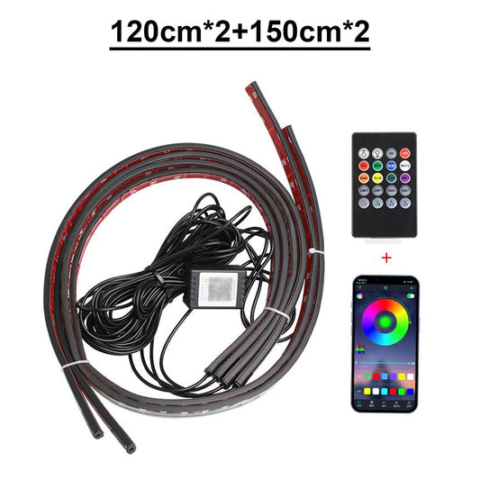 4 pezzi di luce LED per telaio modificata con luce ambientale fantasy APP + telecomando 120*2+150*2 cm