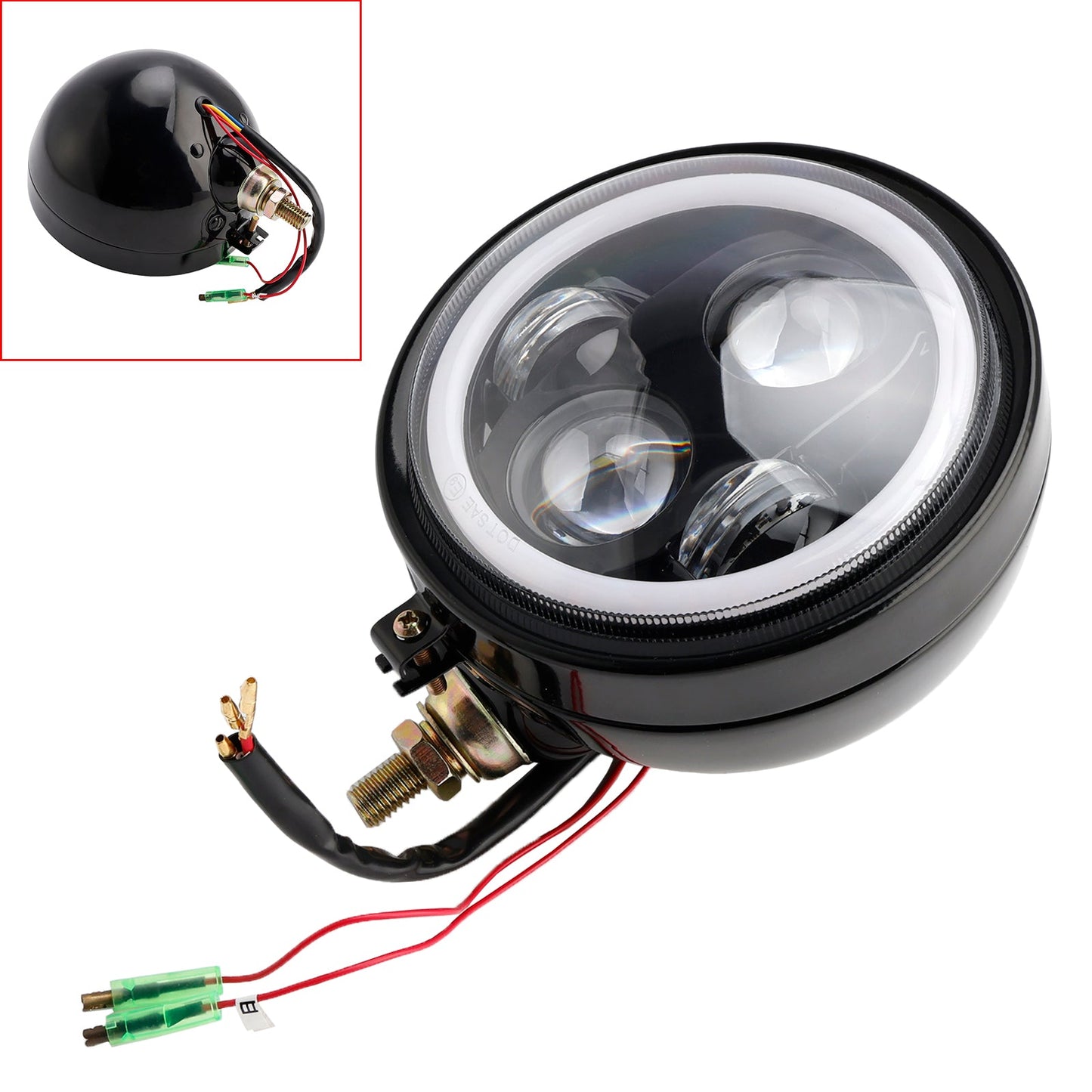 Faro anteriore da 5,75"" con faretto universale a 4 lampadine, adatto per motociclette