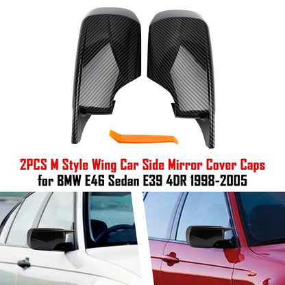 2 pezzi Copri specchietti laterali per auto stile M per BMW E46 Berlina E39 4DR 1998-2005