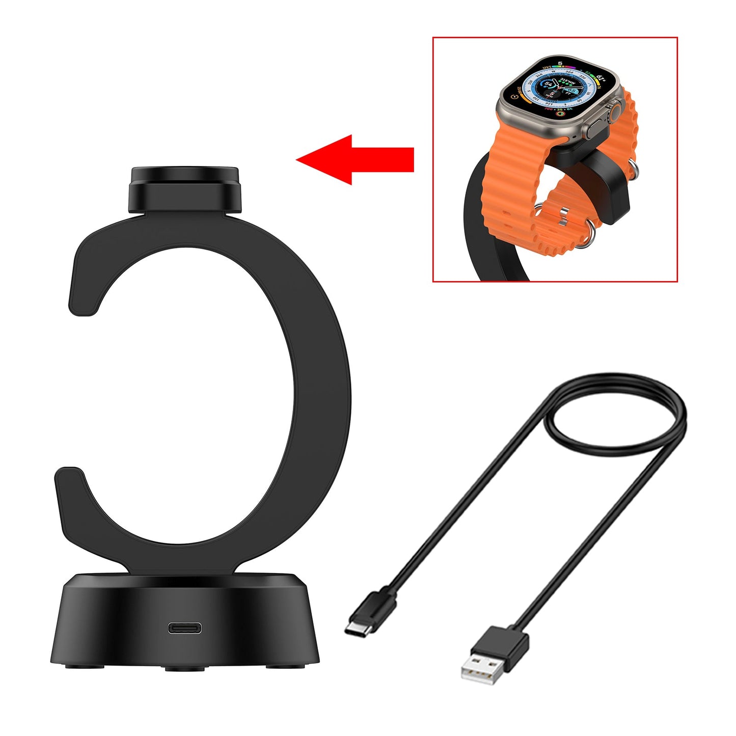 Caricabatterie verticale a forma di C per Apple Watch, adattatore per dock di ricarica per iWatch
