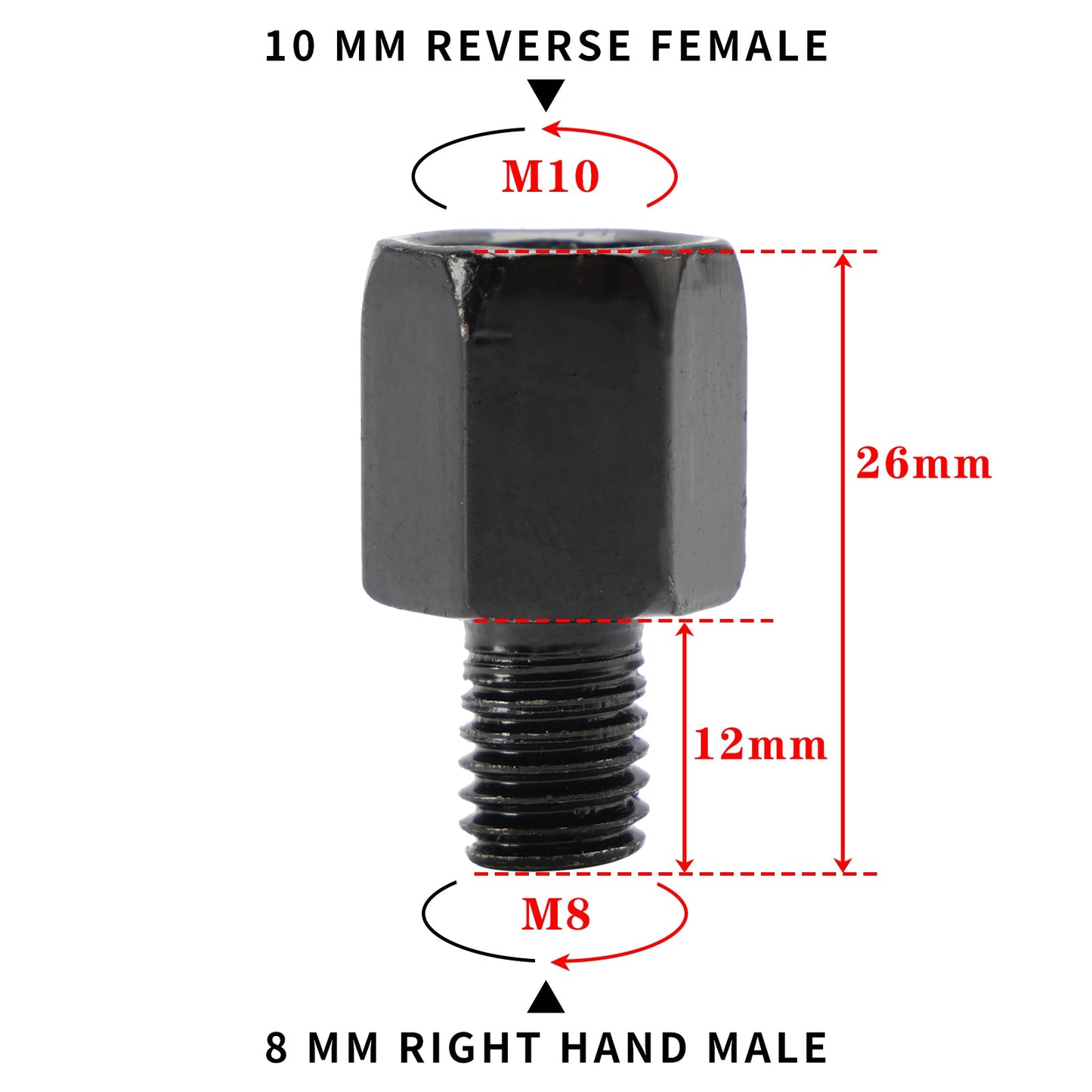 2 adattatori universali per specchietti retrovisori per moto e scooter da 10 mm in retromarcia a 8 mm standard