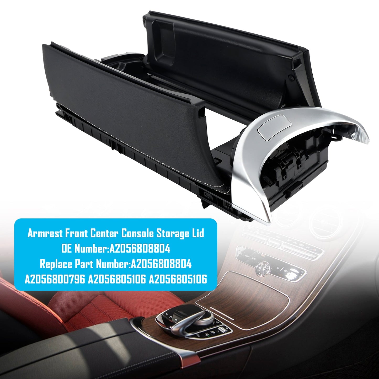 Coperchio portaoggetti anteriore per bracciolo della console centrale Mercedes-Benz GLC 63 AMG 2018-2020 A2056808804 A2056800796