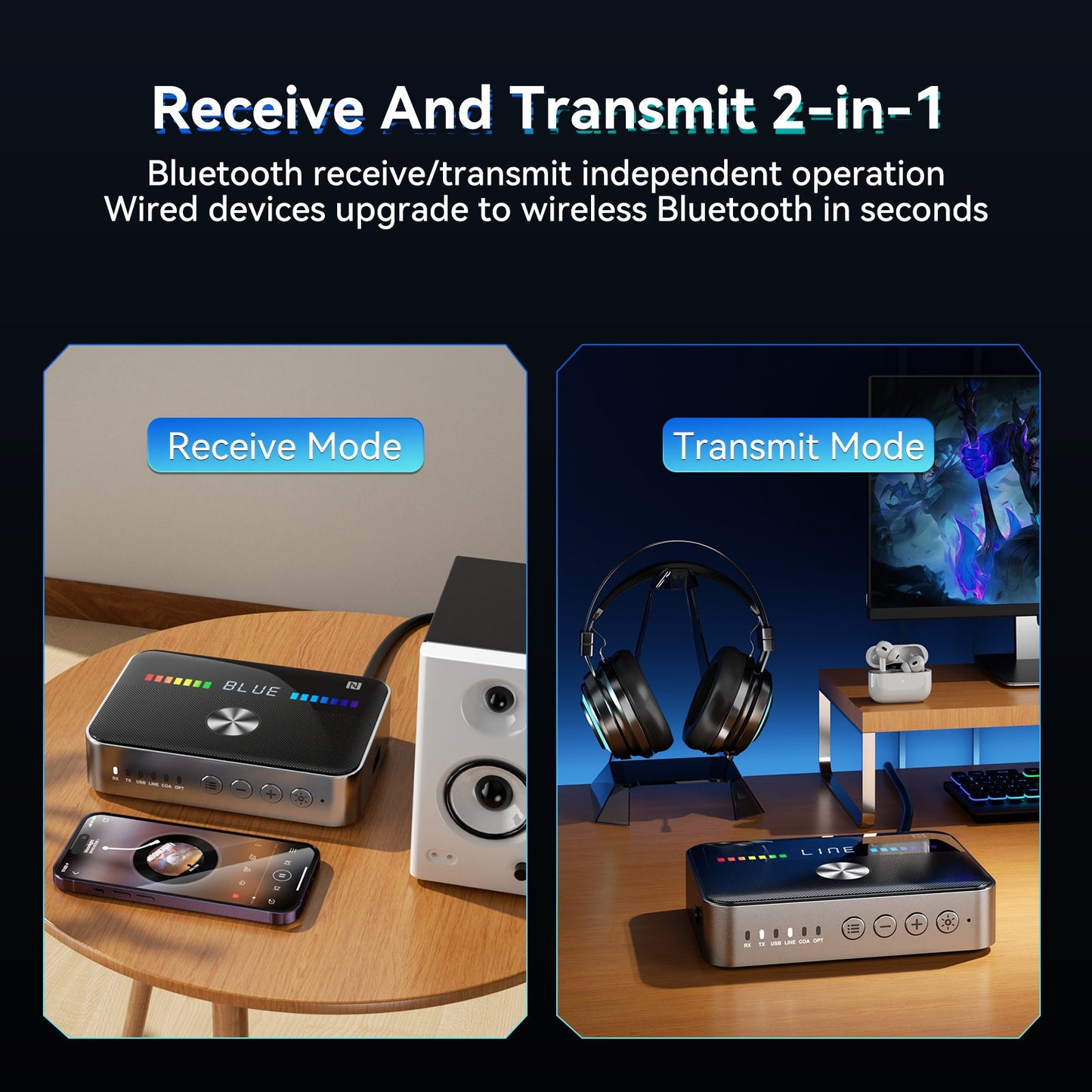 5.3 Ricevitore Bluetooth NFC Adattatore Bluetooth Trasmettitore HIFI in fibra ottica coassiale