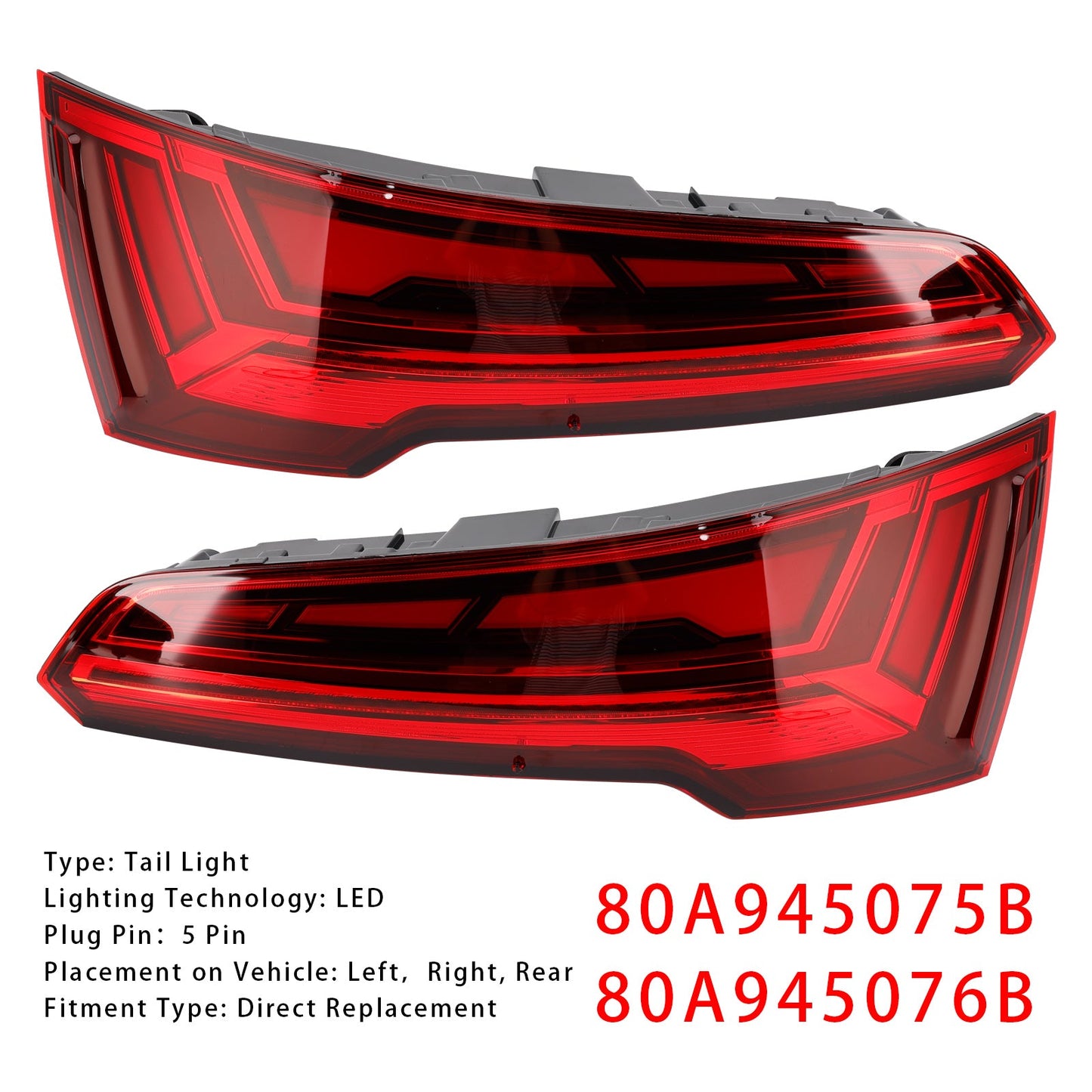 Fanale posteriore sinistro+destro a LED per Audi Q5 MK2 FACELIFT 2021-2024 LED 5 PIN