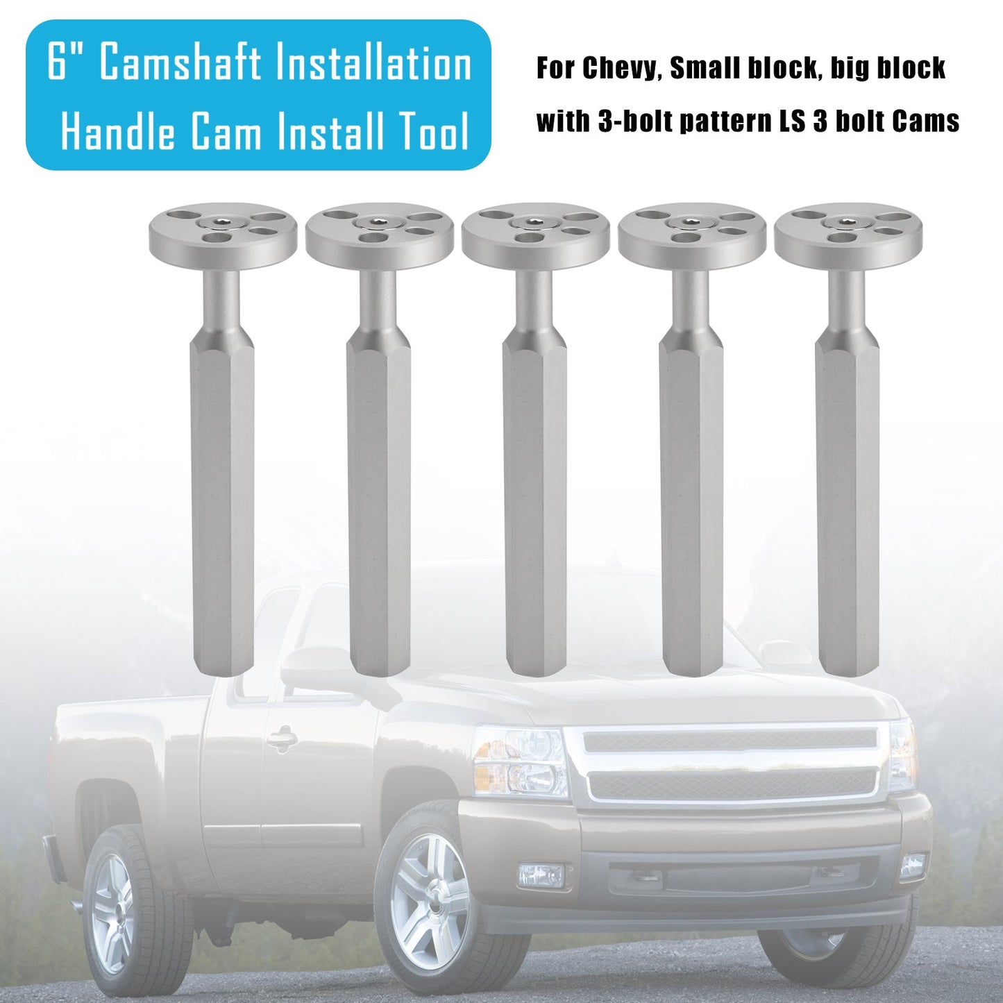 5x 6"" Maniglia di installazione dell'albero a camme Strumento di installazione della camma per Chevy con schema a 3 bulloni