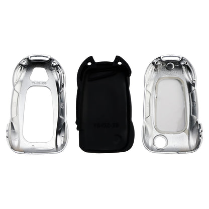 Custodia in lega di zinco e pelle per chiave auto VW Polo Skoda, colore argento