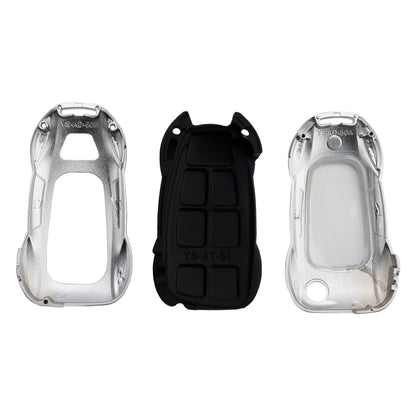 Custodia in lega di zinco e pelle per chiave auto Audi A1 A3 S3, colore argento