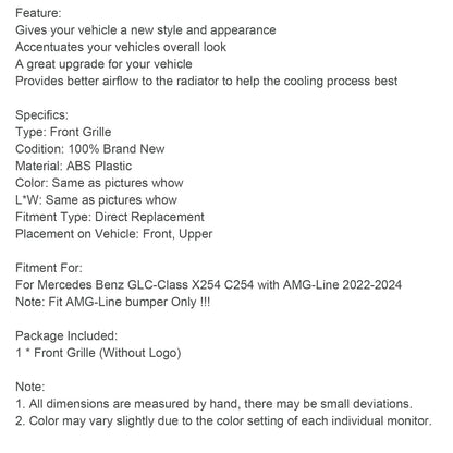 Mercedes GLC X254 C254 2022-2024 con griglia superiore paraurti anteriore AMG-Line