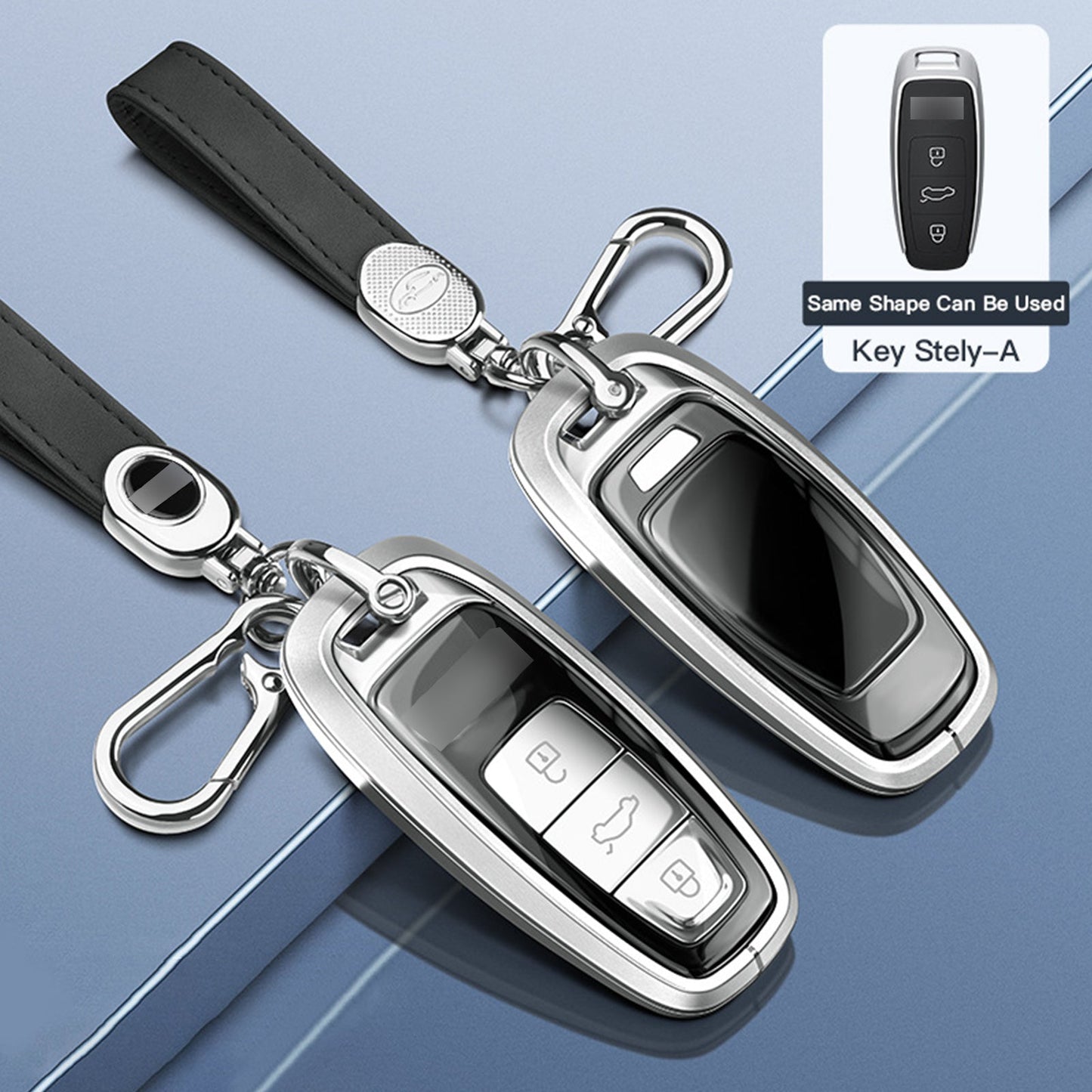 Custodia per chiave auto in TPU argentato in lega di alluminio con fibbia per Audi a6l a4l a3