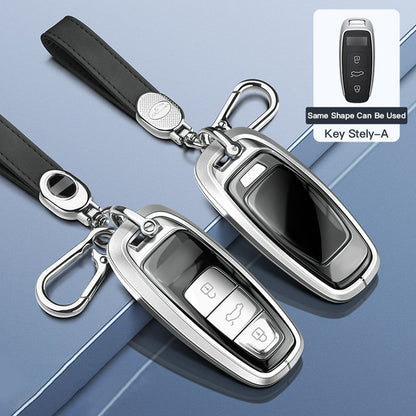 Custodia per chiave auto in TPU argentato in lega di alluminio con fibbia per Audi a6l a4l a3