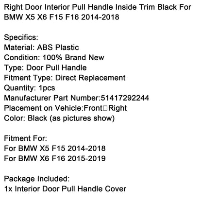 Maniglia interna della portiera destra, rivestimento interno per BMW X5 X6 F15 F16 2014-2018