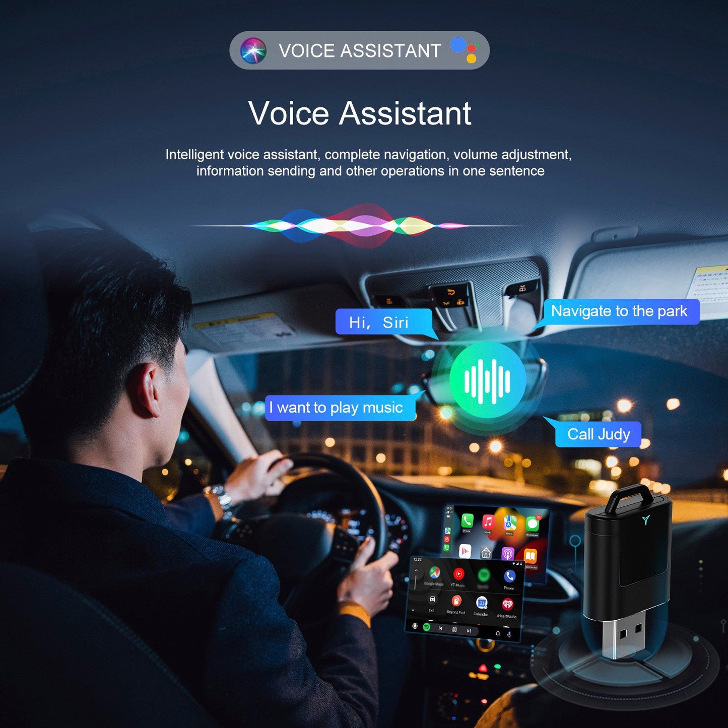 Adattatore wireless 2 in 1 per Apple CarPlay e Android Auto, cablato per auto con CarPlay wireless