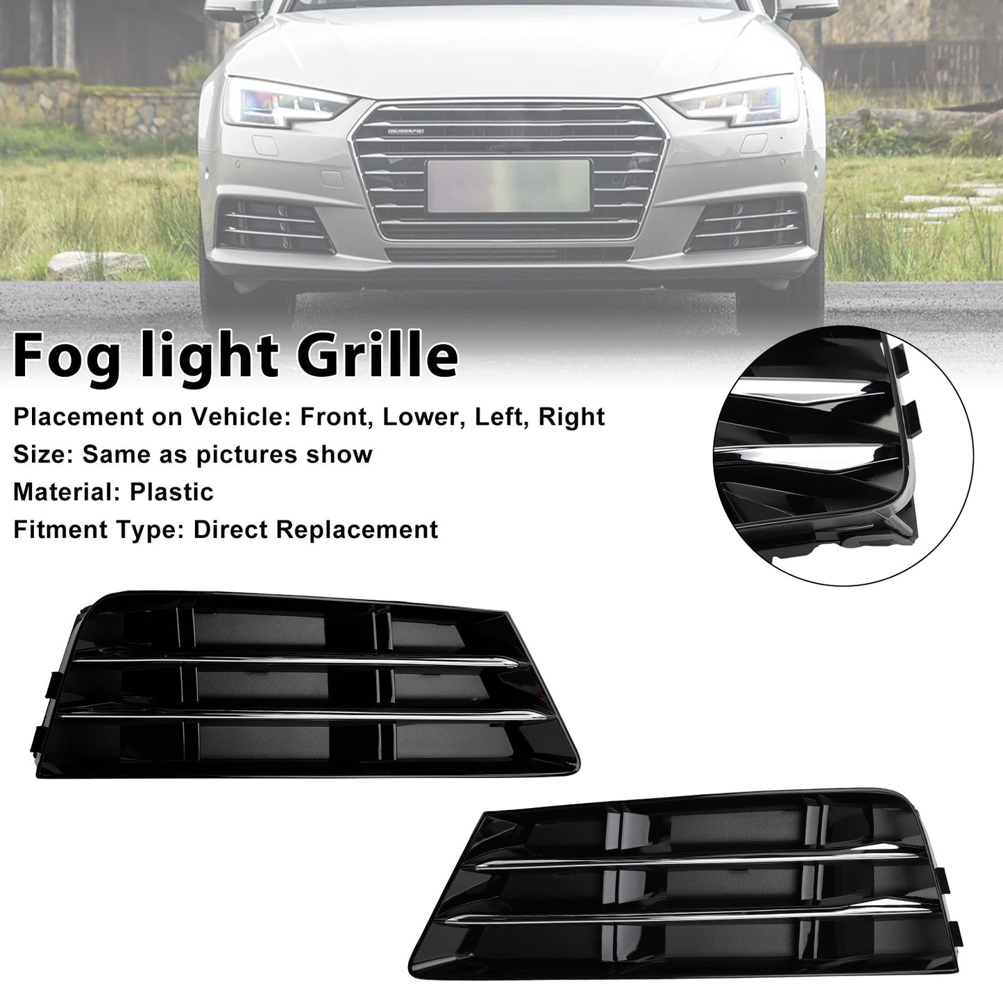 Griglia fendinebbia anteriore AUDI A4 B9 2016-2018, griglia paraurti inferiore (2 pezzi)