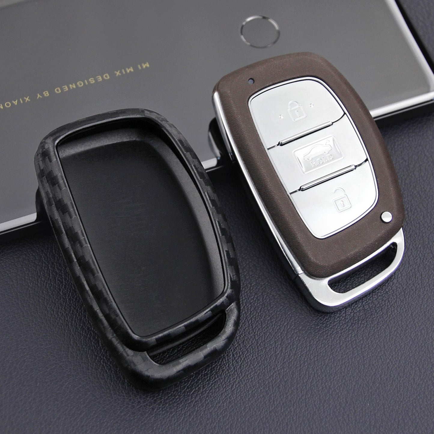 Custodia in similpelle e silicone per chiave auto con fibbia per Hyundai