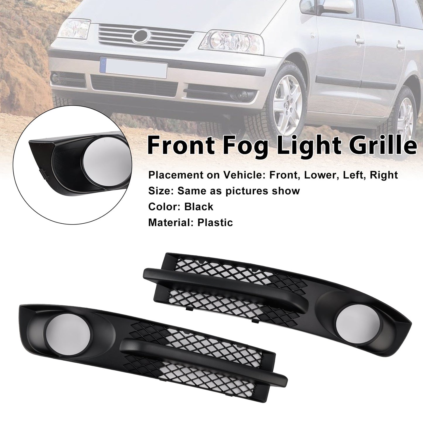 Griglia fendinebbia paraurti anteriore VW Sharan 7M 2000-2010 con foro fendinebbia