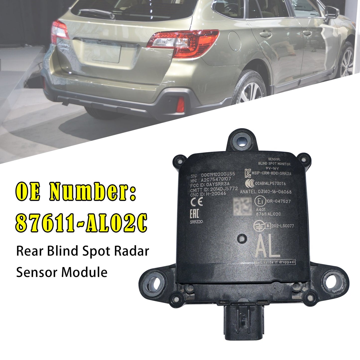 Modulo sensore radar per angolo cieco posteriore per Subaru Outback 2018-2019, codice 87611-AL02C