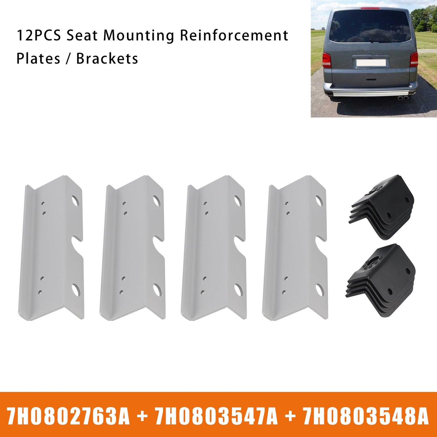 12 piastre/staffe di rinforzo per il montaggio dei sedili per VW T5 T6 2 + 1 sedili posteriori