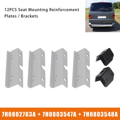 12 piastre/staffe di rinforzo per il montaggio dei sedili per VW T5 T6 2 + 1 sedili posteriori