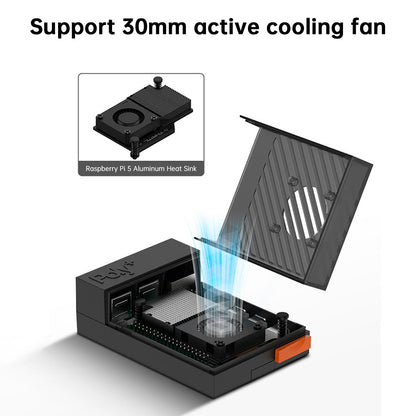 Raspberry Pi 5 POLY5+ Case Argon POLY 5+ Box compatibile con ventola di raffreddamento PWM ABS
