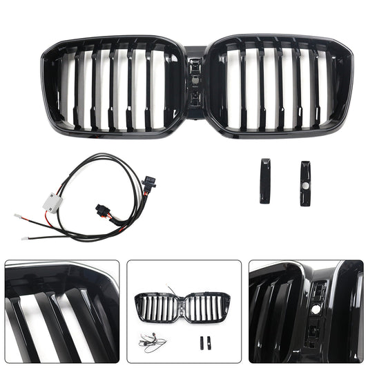 Griglia a rene paraurti anteriore nero lucido BMW X3 G01 X4 G02 2022-2025 con foro per telecamera