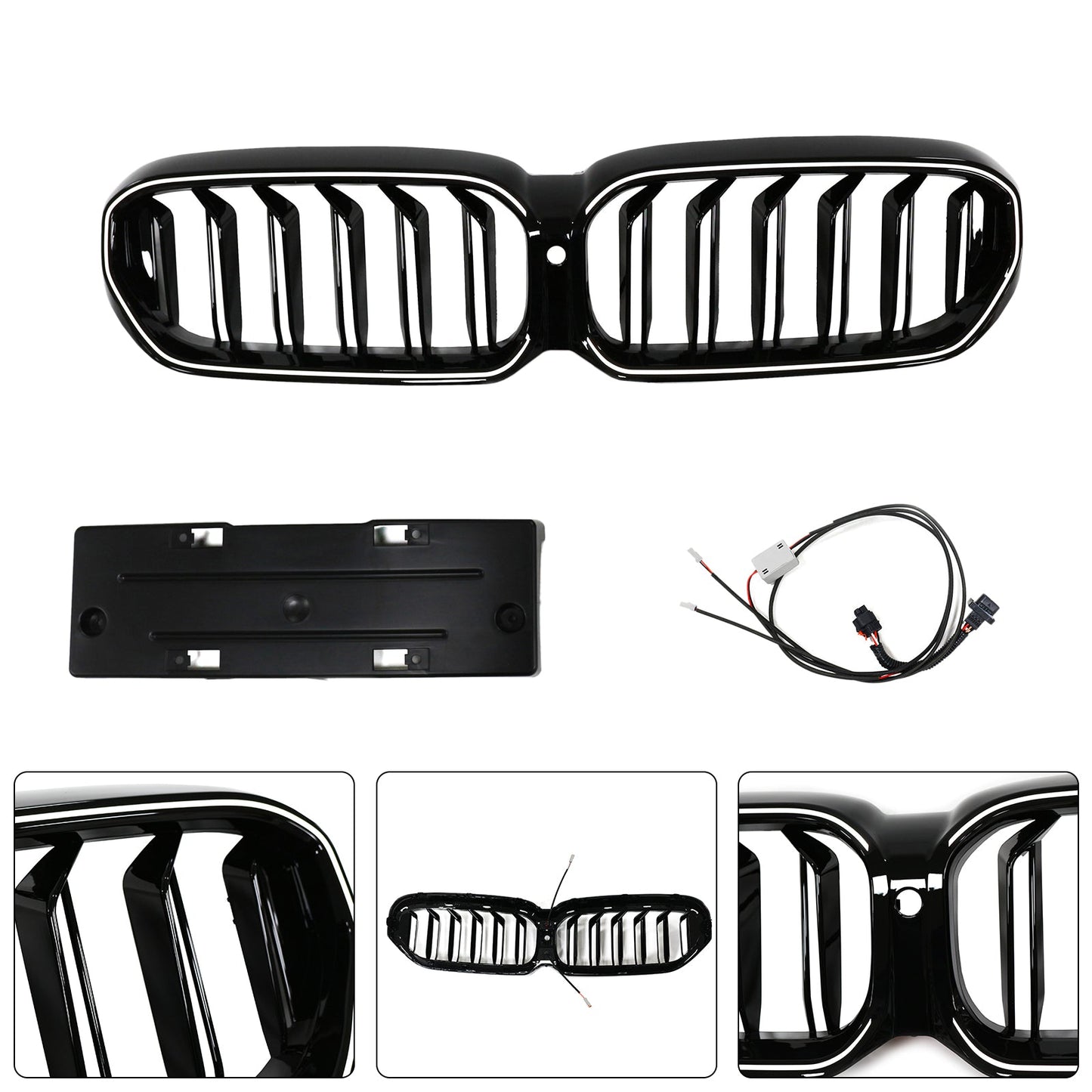 Griglia anteriore a doppio rene BMW Serie 5 G30 G38 2021-2024, nero lucido