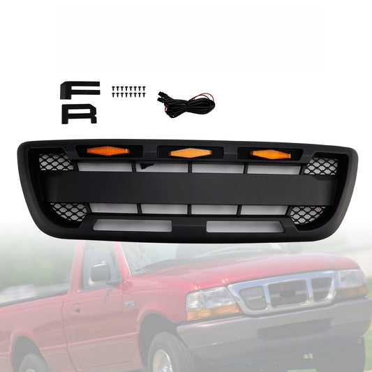 Griglia paraurti anteriore nera opaca Ford Ranger 1998-2000 con luce a LED