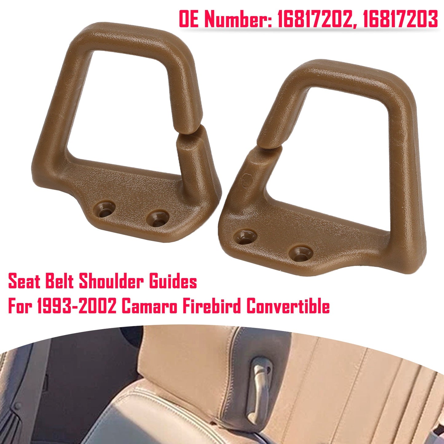 Guide per cintura di sicurezza color marrone chiaro per Camaro Firebird Cabriolet 1993-2002