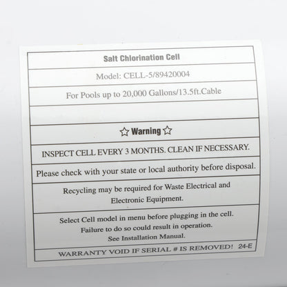 Cella di clorazione salina TurboCell GLX-CELL-5 per piscine Hayward fino a 20.000 galloni