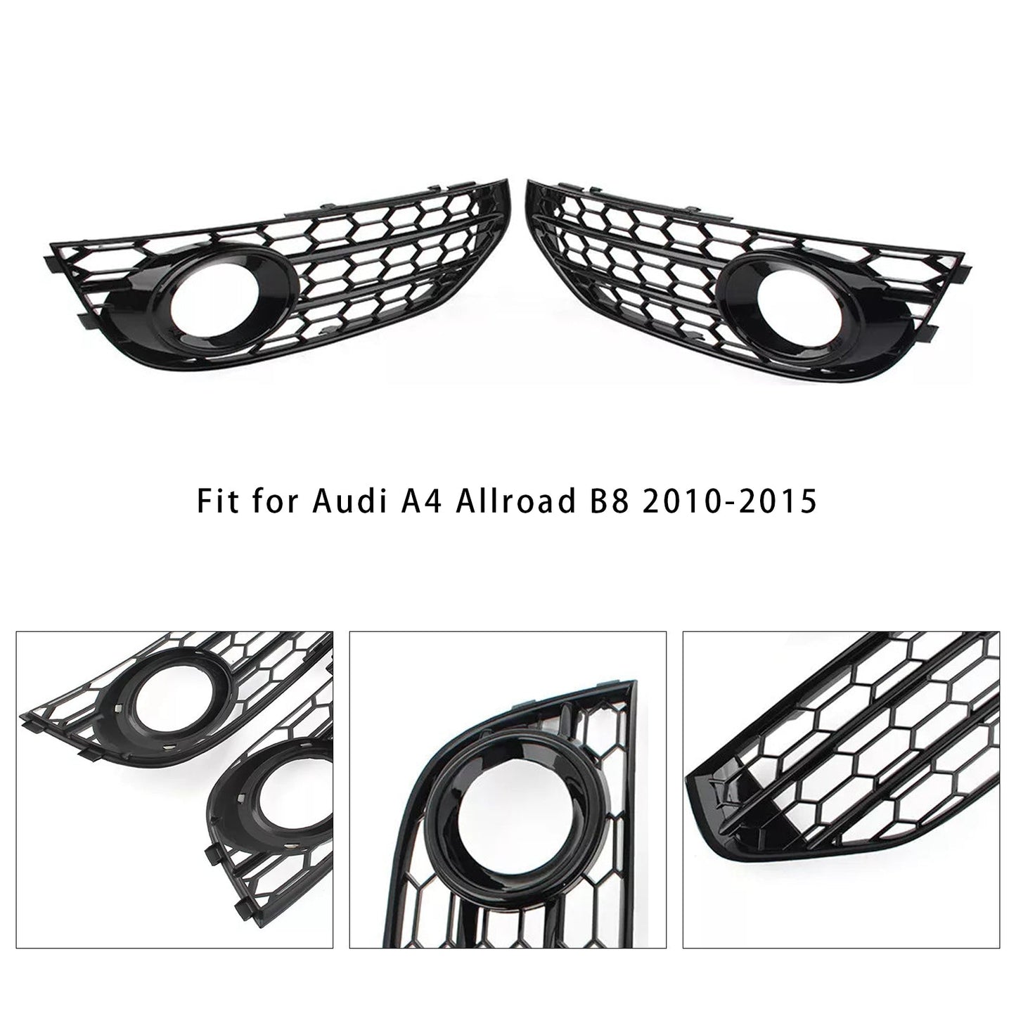 Griglia fendinebbia a nido d'ape per paraurti anteriore Audi A4 Allroad B8 2010-2015, nera