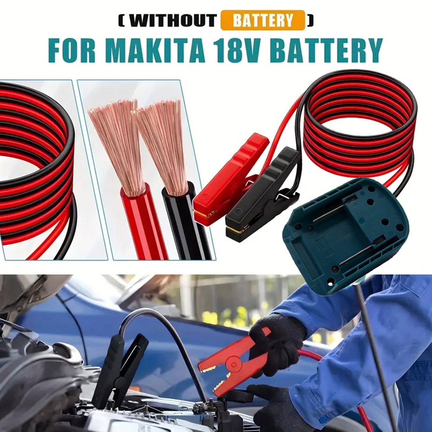 Kit di alimentazione di emergenza per auto con accenditore per batteria per auto, kit di alimentazione di emergenza con cavo 12AWG