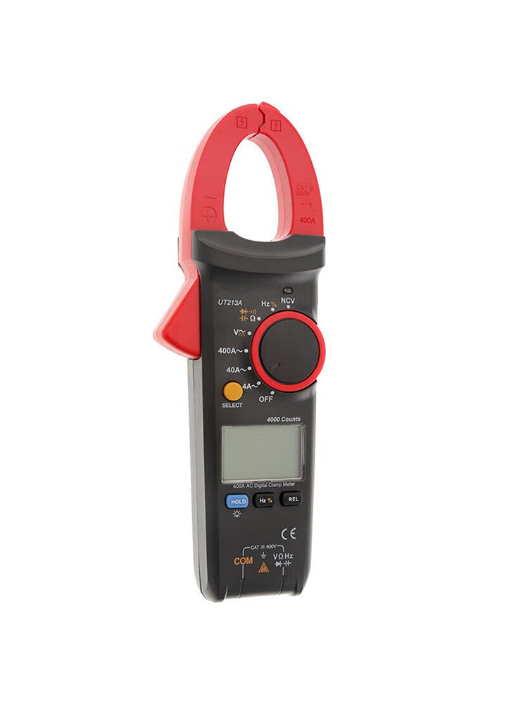 Pinza amperometrica UT213A 400A TRMS per corrente AC e DC, tensione, resistenza e capacità.