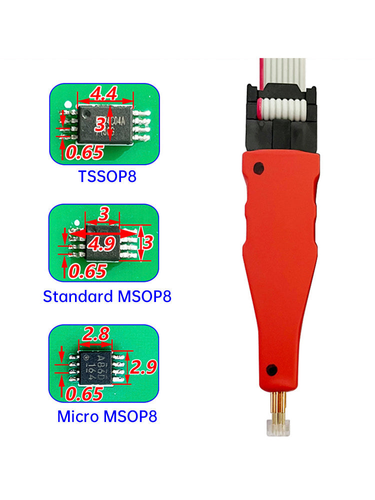Sonda di prova per bruciatura chip TSSOP8/MSOP8, perno a molla microchip, cavo di collegamento per auto
