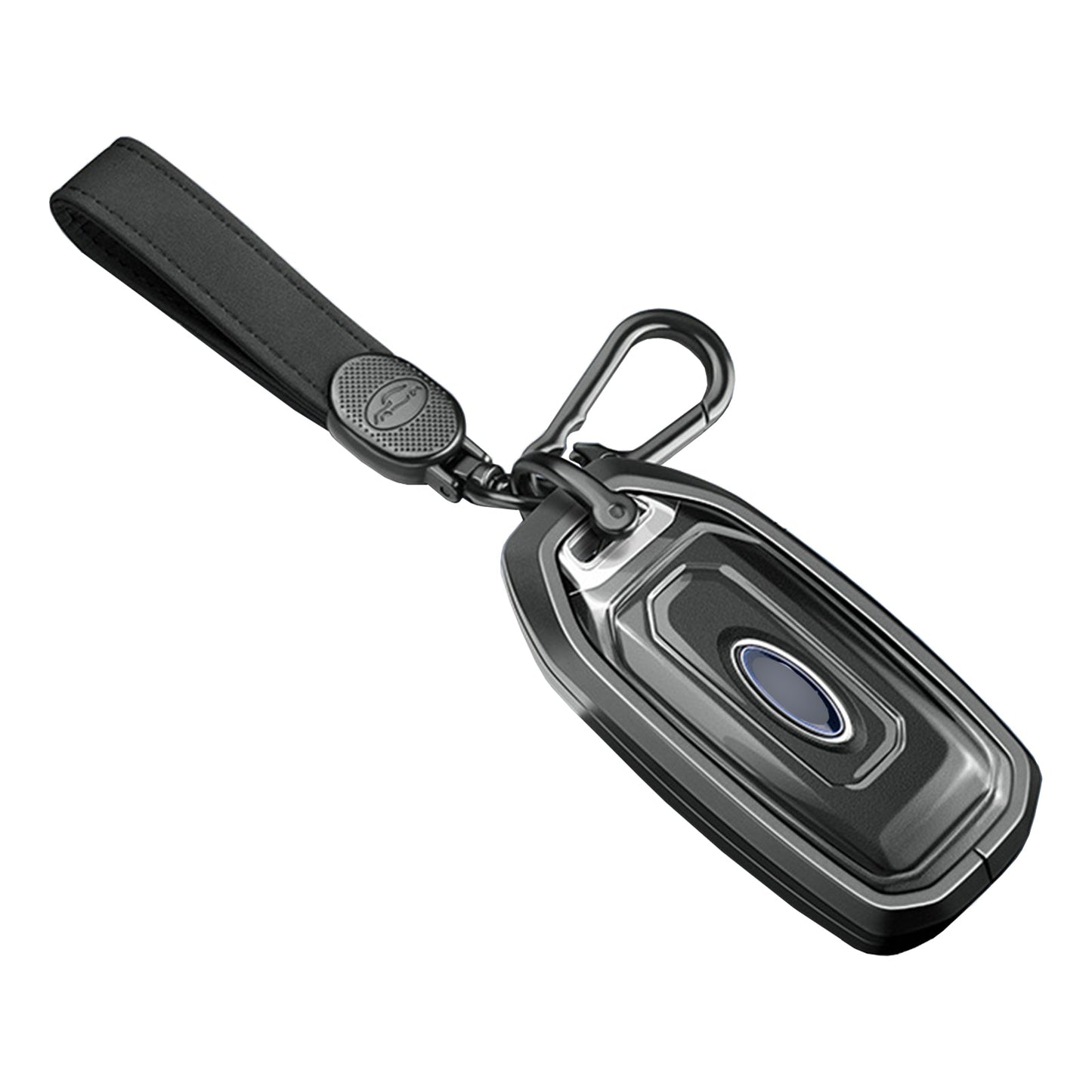Custodia per chiave auto in TPU nero con fibbia, in lega di alluminio, per Ford.