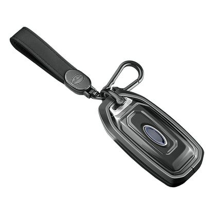 Custodia per chiave auto in TPU nero con fibbia, in lega di alluminio, per Ford.