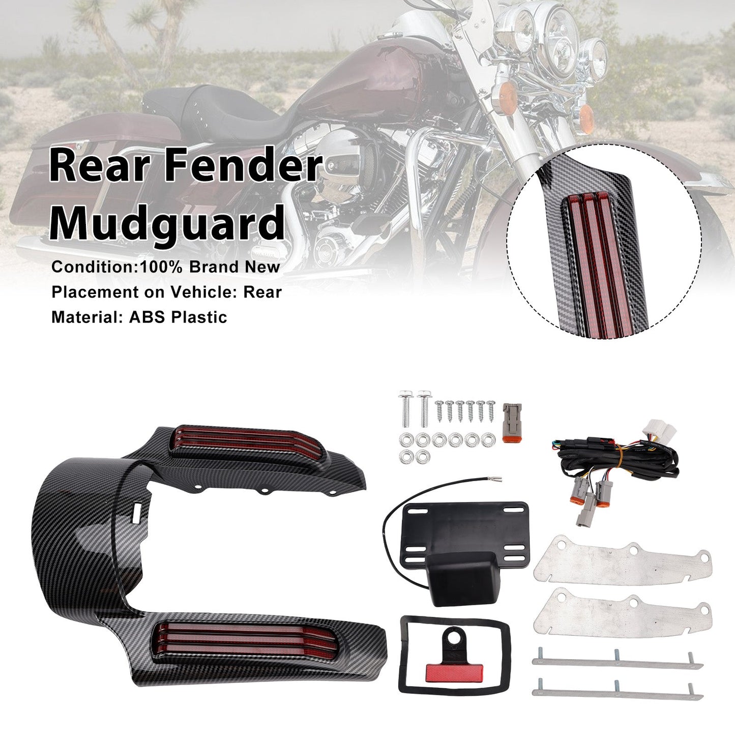 Faro posteriore a LED per parafango, compatibile con Touring Road King FLHR Street Glide 14+