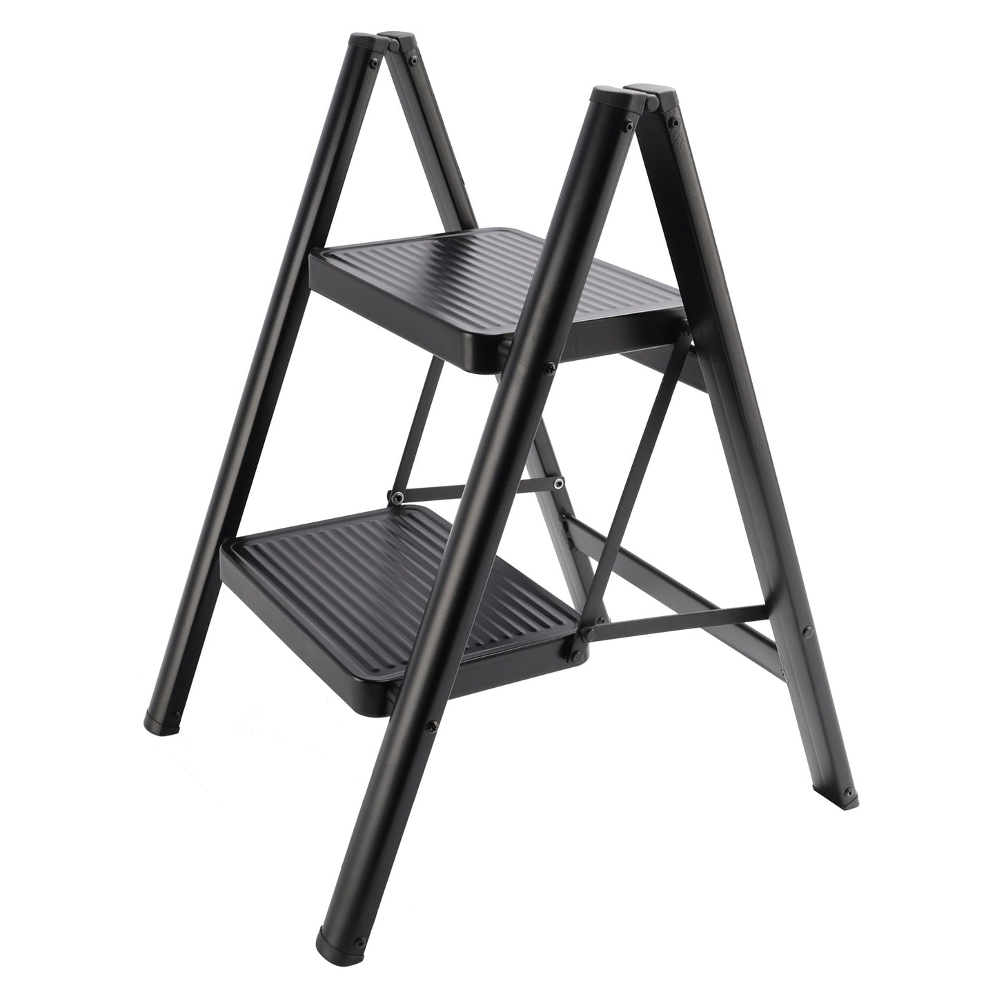 Scala a pioli, 2 livelli, pieghevole, alluminio, larga, leggera, compatta, scala