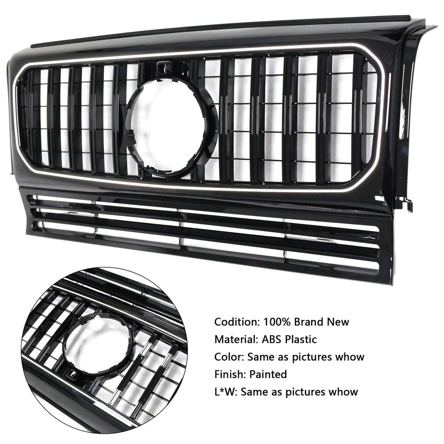 Per Mercedes Benz W463 1990-2018 con griglia per paraurti anteriore nera lucida a LED