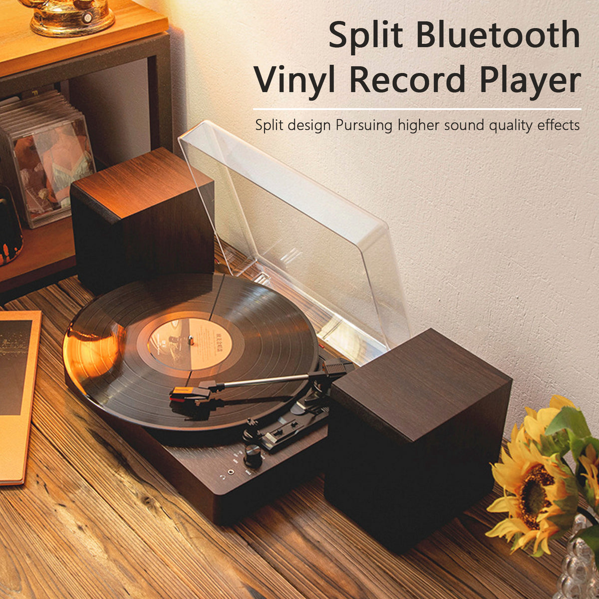 Retro Giradischi decorativo a 3 velocità Split Bluetooth Giradischi in vinile