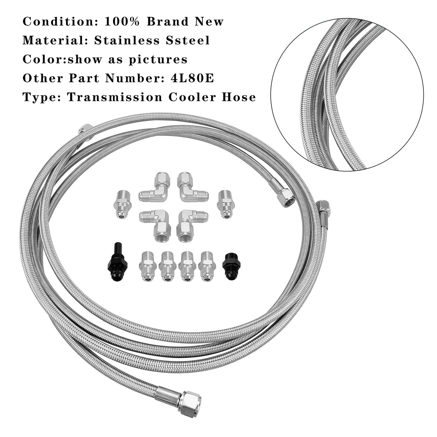 Tubo flessibile di raffreddamento trasmissione intrecciato SS da 70"" per turbo 700R4-4L60-4L60E - 4L65E