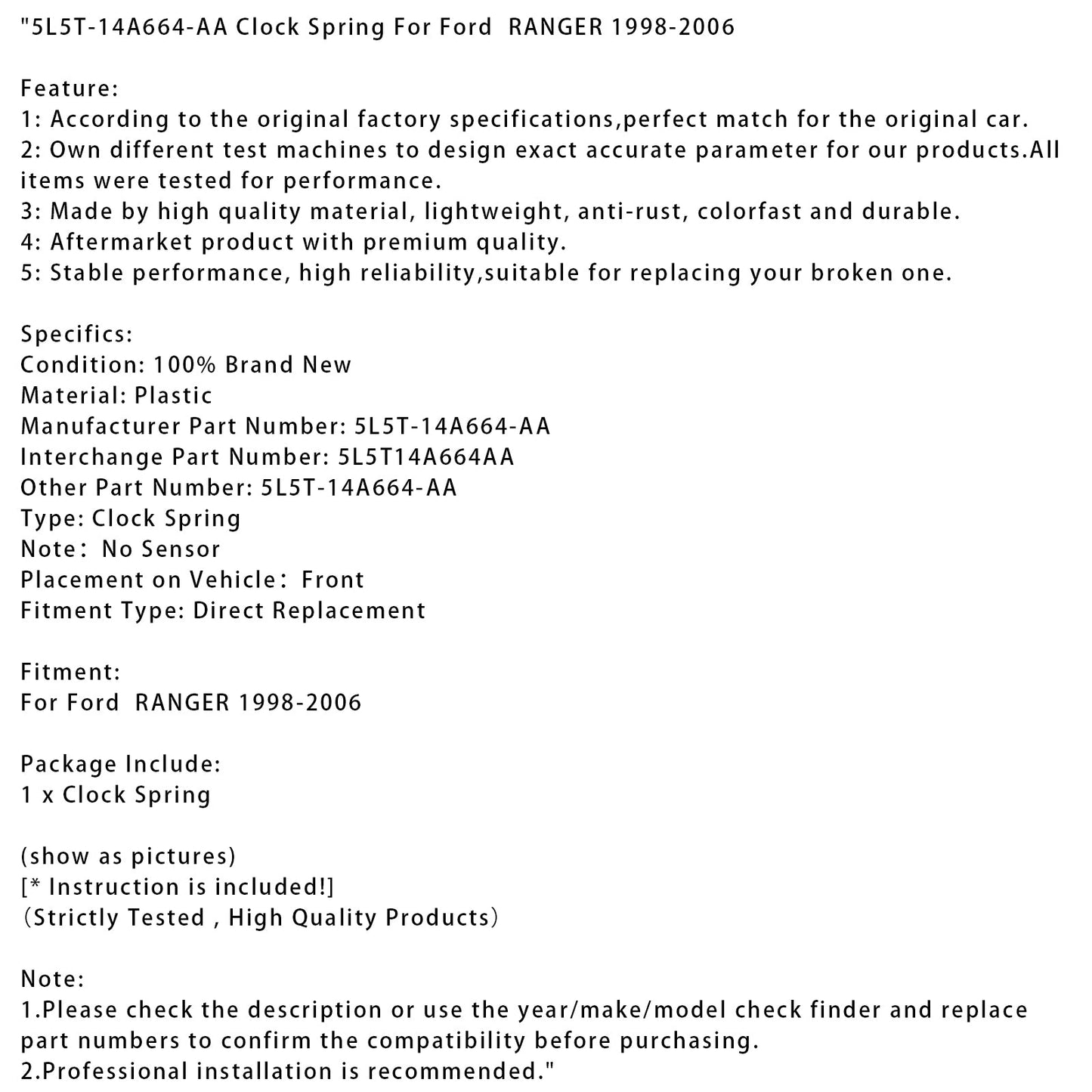 Molla dell'orologio Ford RANGER 1998-2006 5L5T-14A664-AA