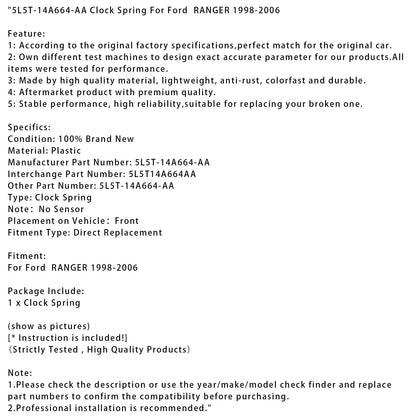 Molla dell'orologio Ford RANGER 1998-2006 5L5T-14A664-AA