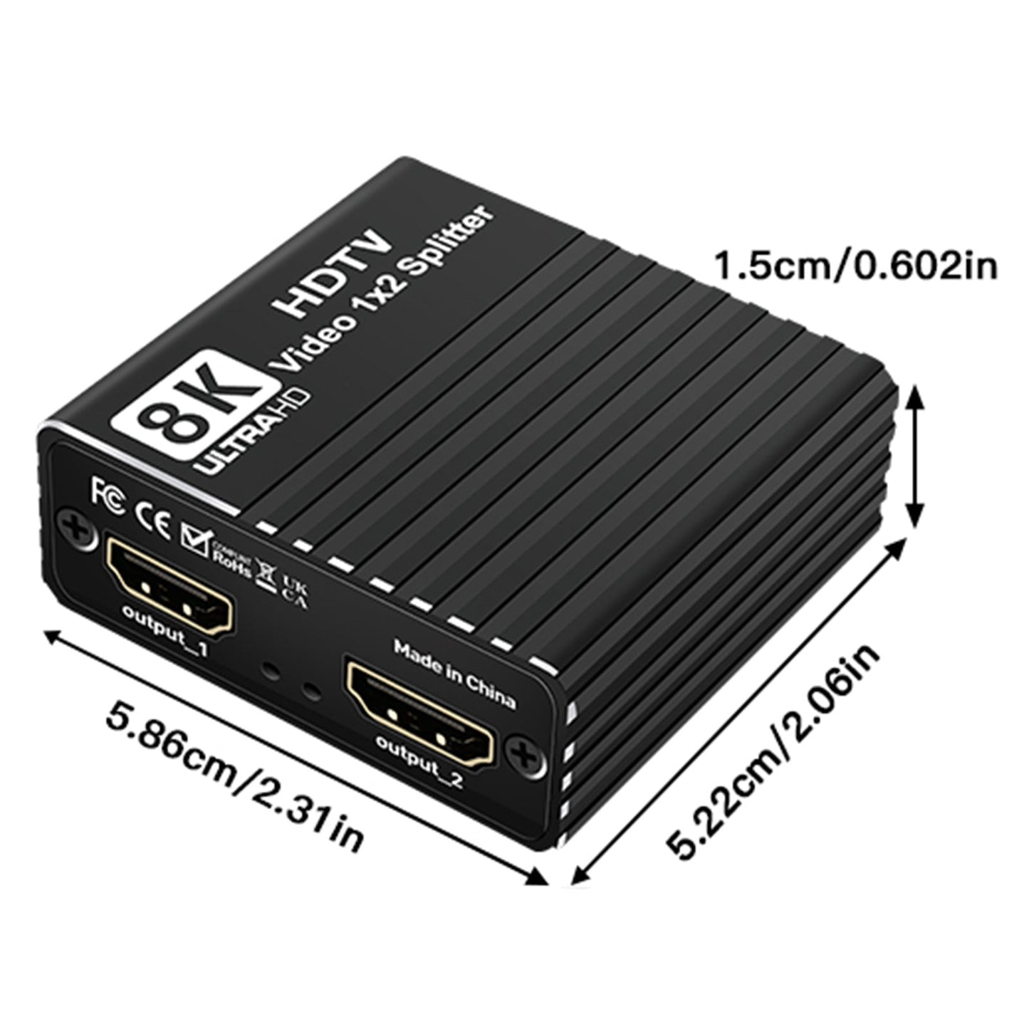 Splitter HDMI 8K 1 a 2 HD2.1 8K60hz/4K120hz/1080P240hz con EDID Splitter 1x2