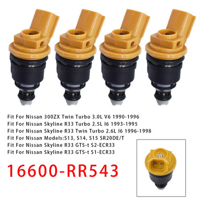 4 pezzi iniettori carburante per Nissan Silvia SR20DET S13 14 15 Skyline R33 16600-RR543
