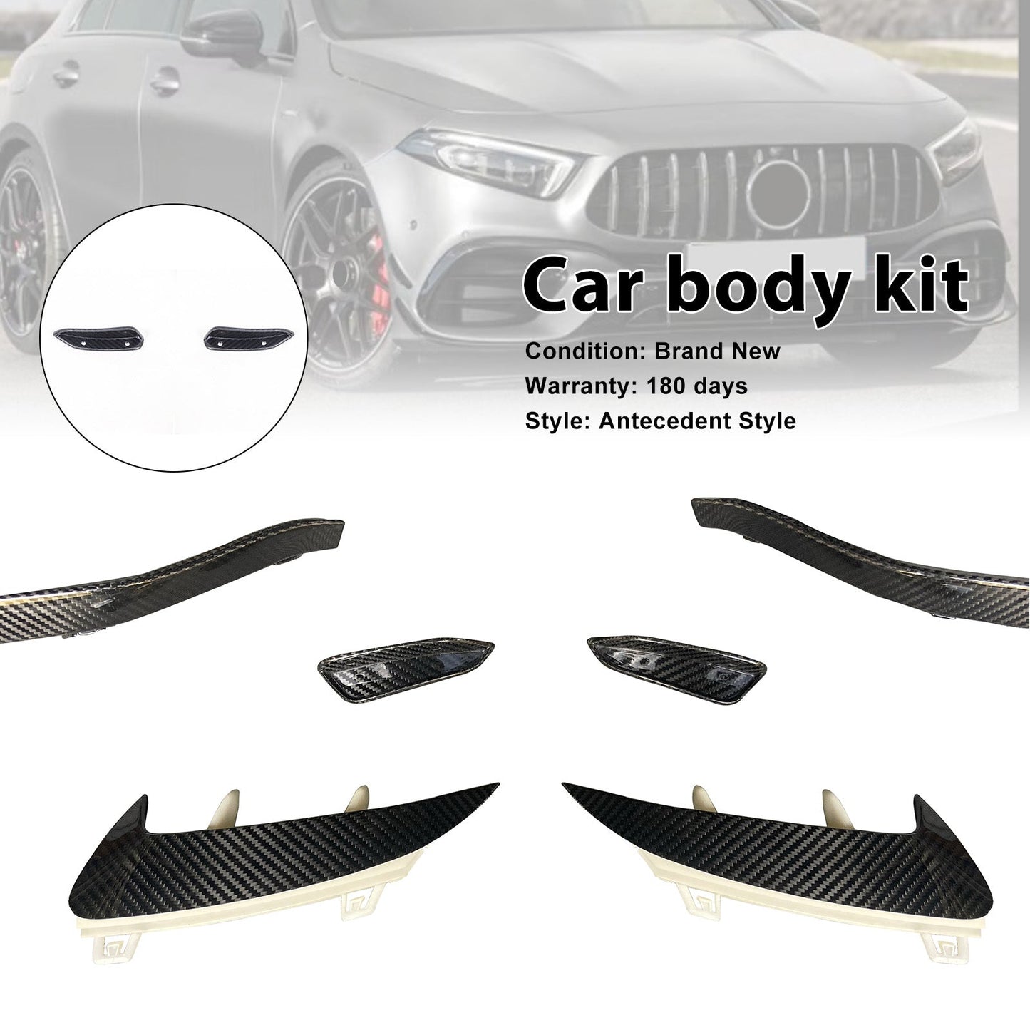 Kit carrozzeria paraurti in fibra di carbonio per Mercedes Benz Classe A W177 A45 (modelli 2019-2023), compatibile con W177 A45S.