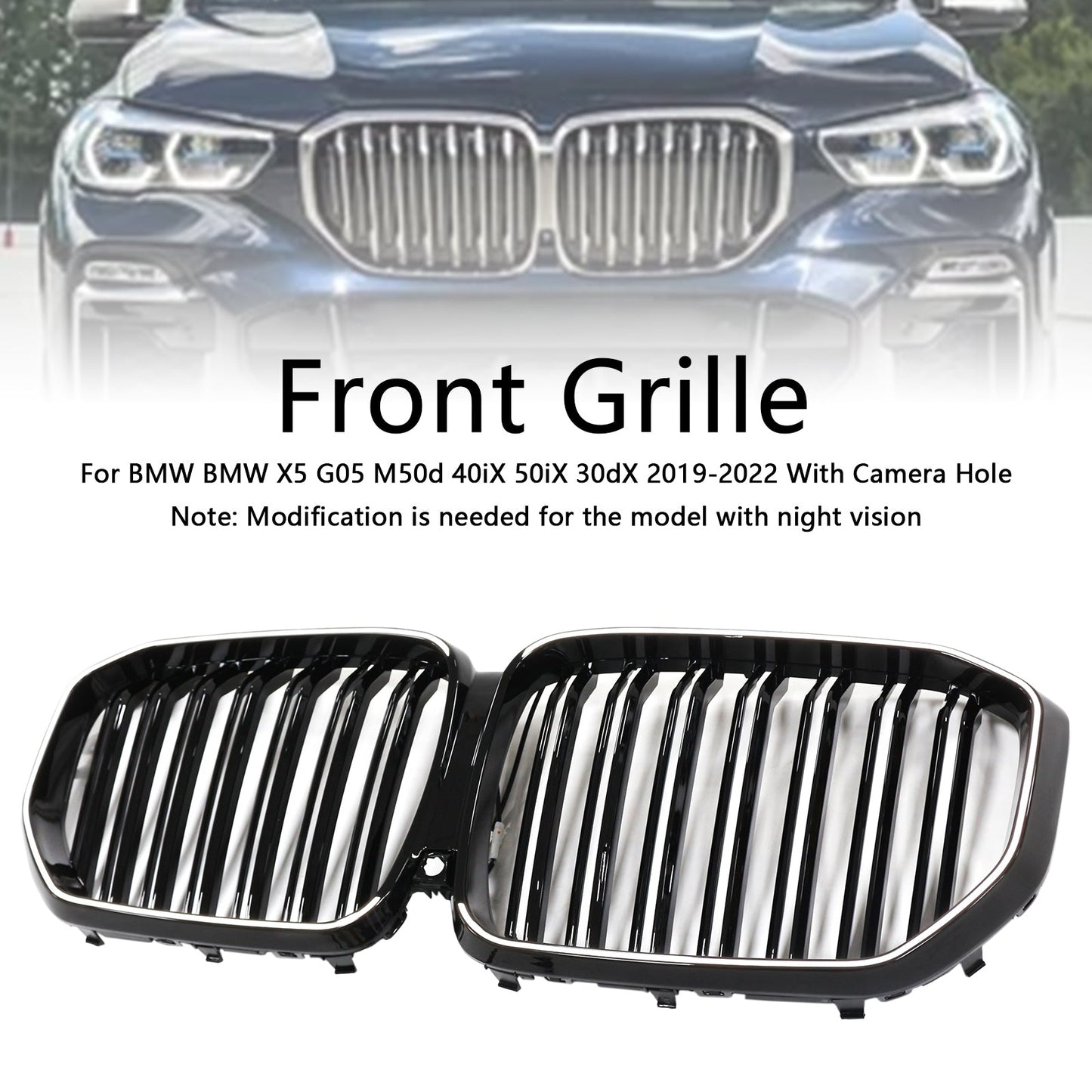Griglia anteriore a doppio rene nera BMW X5 G05 M-Performance 2019-2022 51137454887