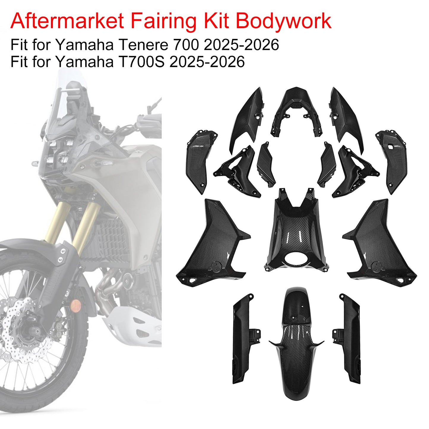 Kit di carene stampate a iniezione per Yamaha Tenere 700 T700S 2025-2026